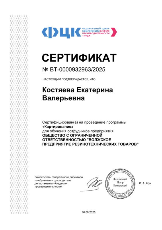 Сертификат ВТ-00009329632025 «Картирование»